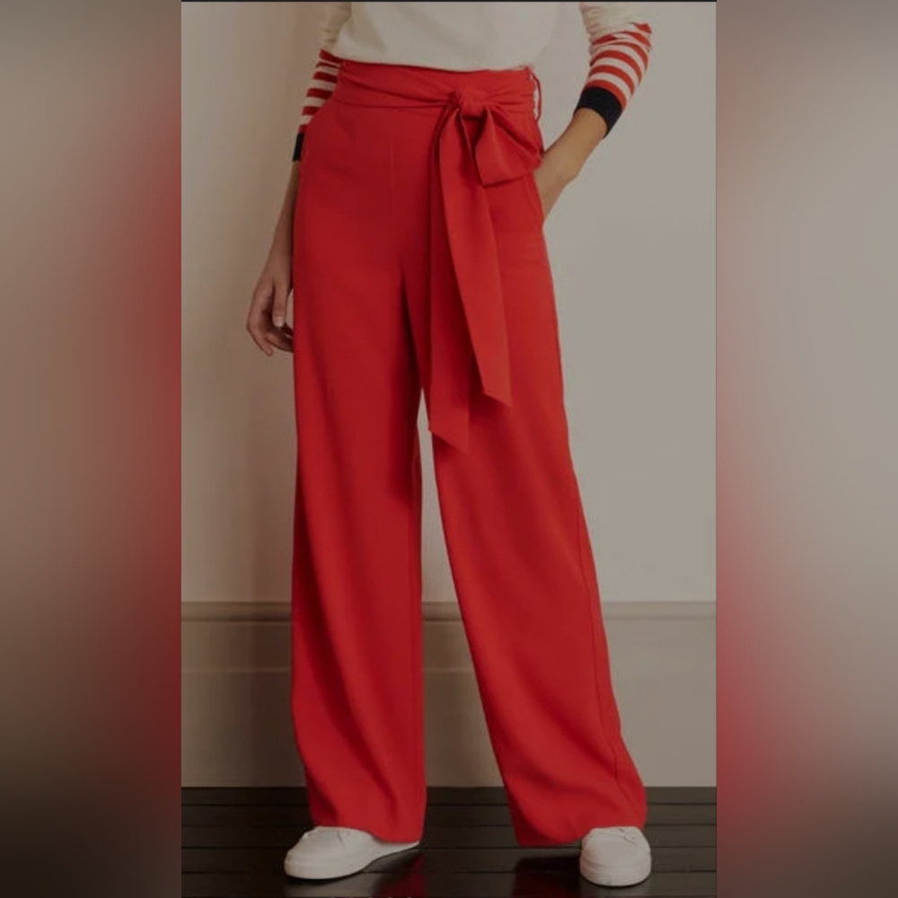 Boden Scarlet Wide-Leg Tie-Waist Pants